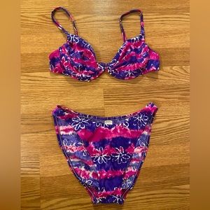 Vintage 90’s sassafras tie dye floral bikini set